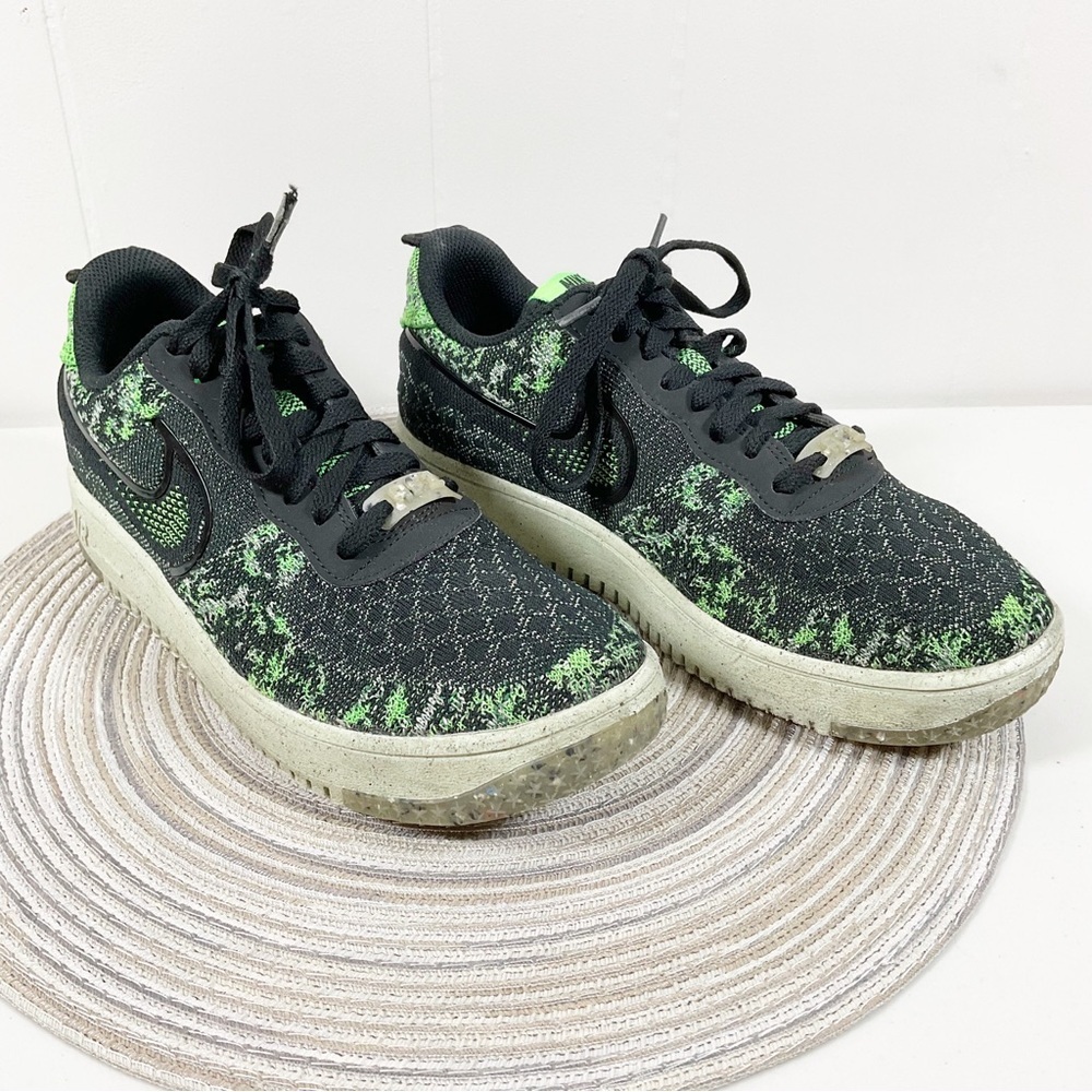 Nike Air Force 1 Low Crater Flyknit Black Green DM0590-002 Men’s Size 8 Shoes